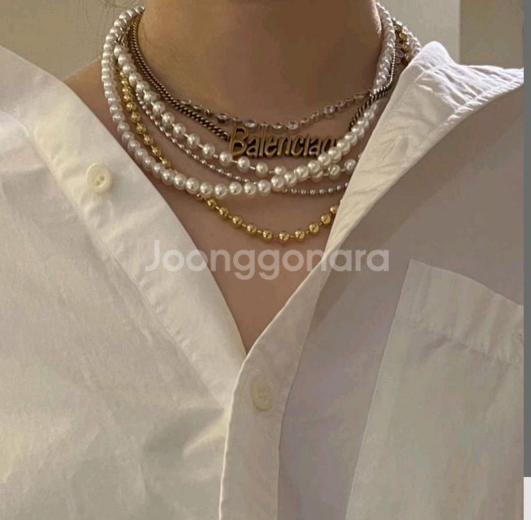 넘버링 #5730 볼체인 진주 목걸이--0