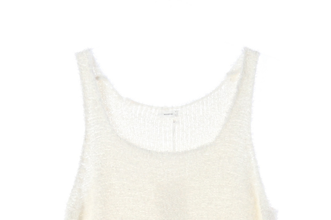 (새상품)[M]모노하 아이보리 헤어리 민소매 나시 탱크탑 셋업--1