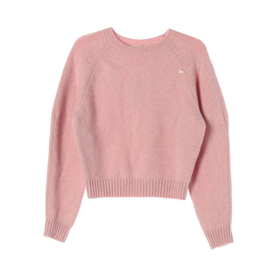 (새상품)[S]렉토 메리노울100% 핑크 로고참 니트 스웨터