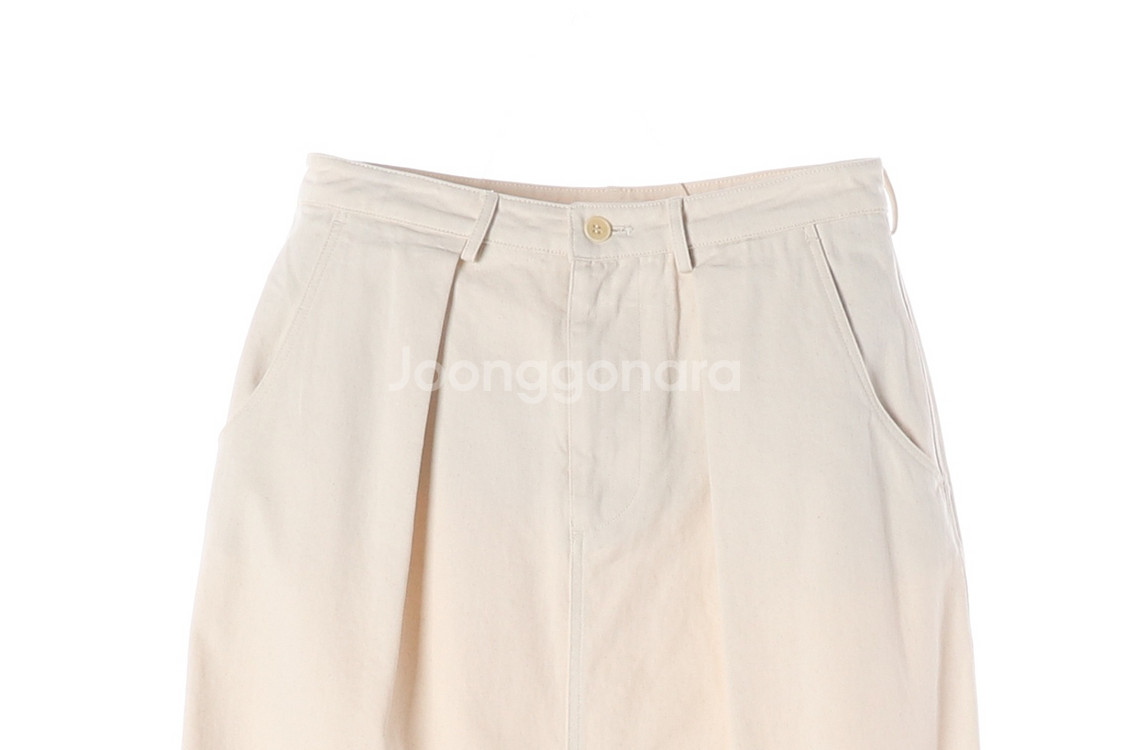 [M]낫띵리튼 크림 핀턱 데님 롱 스커트 치마--1