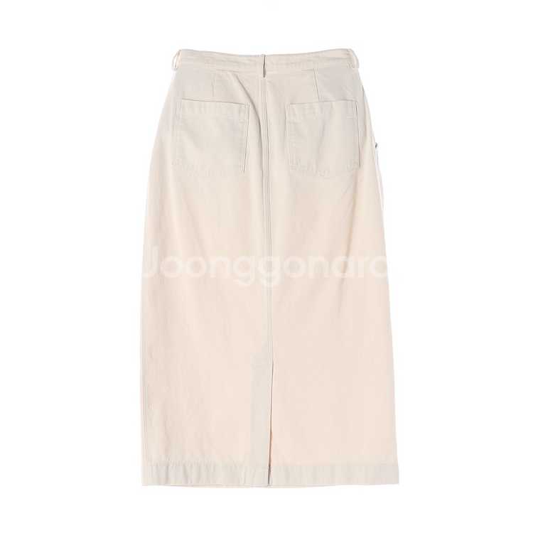 [M]낫띵리튼 크림 핀턱 데님 롱 스커트 치마--4