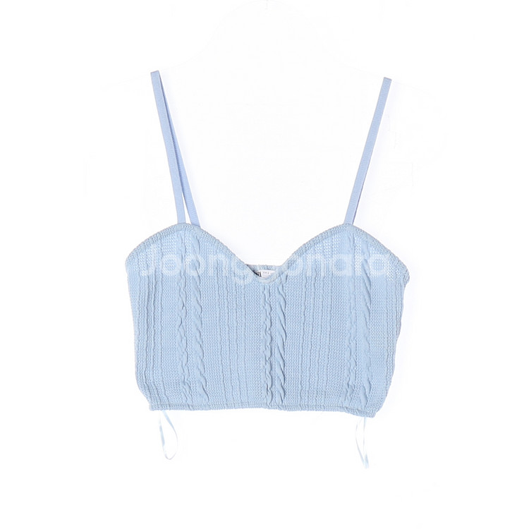 [S]자라 스카이블루 꽈배기 하트넥 뷔스티에 크롭탑 탱크탑--0