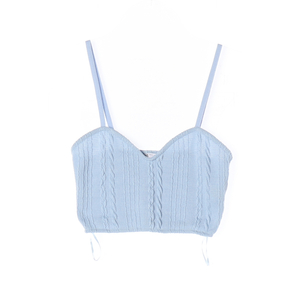 [S]자라 스카이블루 꽈배기 하트넥 뷔스티에 크롭탑 탱크탑