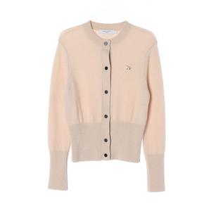 (정품)[S]메종키츠네 울100% 베이지 로고 라운드 니트 가디건