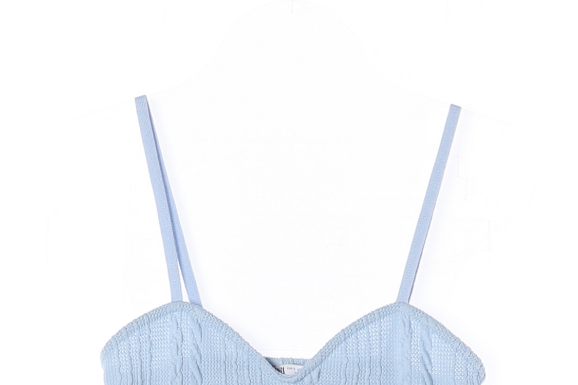 [S]자라 스카이블루 꽈배기 하트넥 뷔스티에 크롭탑 탱크탑--1