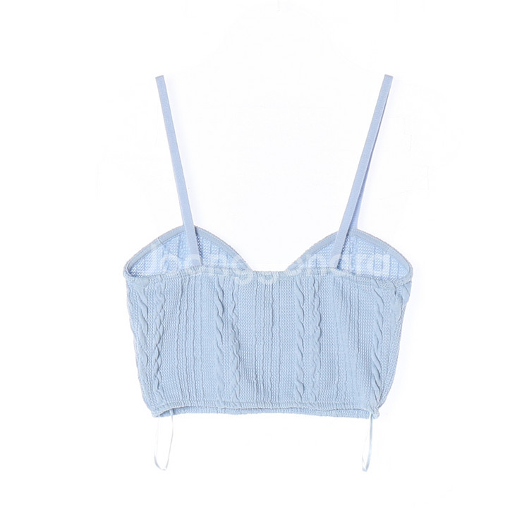 [S]자라 스카이블루 꽈배기 하트넥 뷔스티에 크롭탑 탱크탑--3