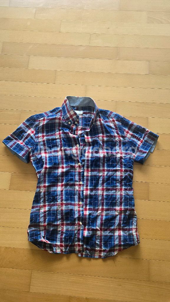 아야모리에 체크 반팔 남방 셔츠 48사이즈--0