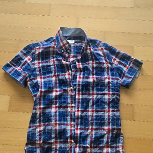 아야모리에 체크 반팔 남방 셔츠 48사이즈