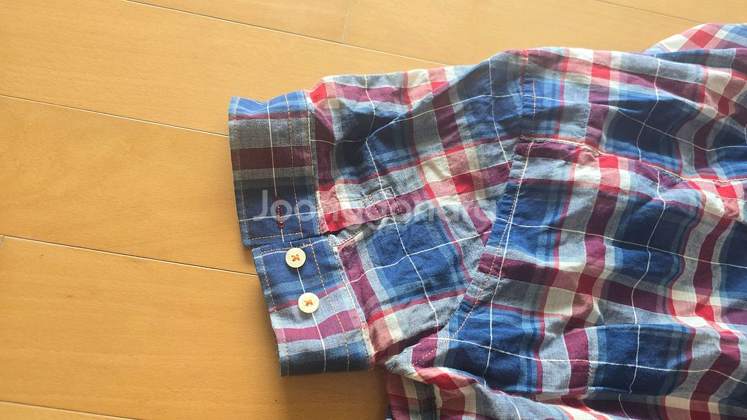 아야모리에 체크 반팔 남방 셔츠 48사이즈--2