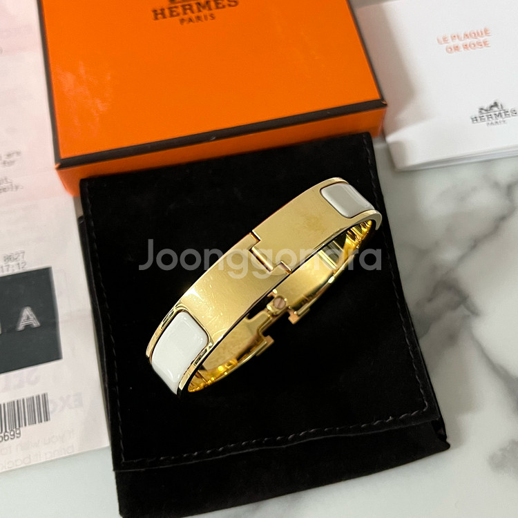 [S급/정품] 에르메스 클릭아슈 화이트 골드 팔찌 PM--2