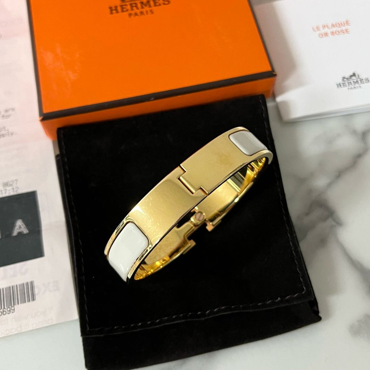 [S급/정품] 에르메스 클릭아슈 화이트 골드 팔찌 PM--2