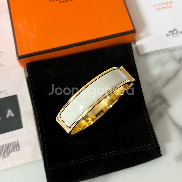 [S급/정품] 에르메스 클릭아슈 화이트 골드 팔찌 PM--1