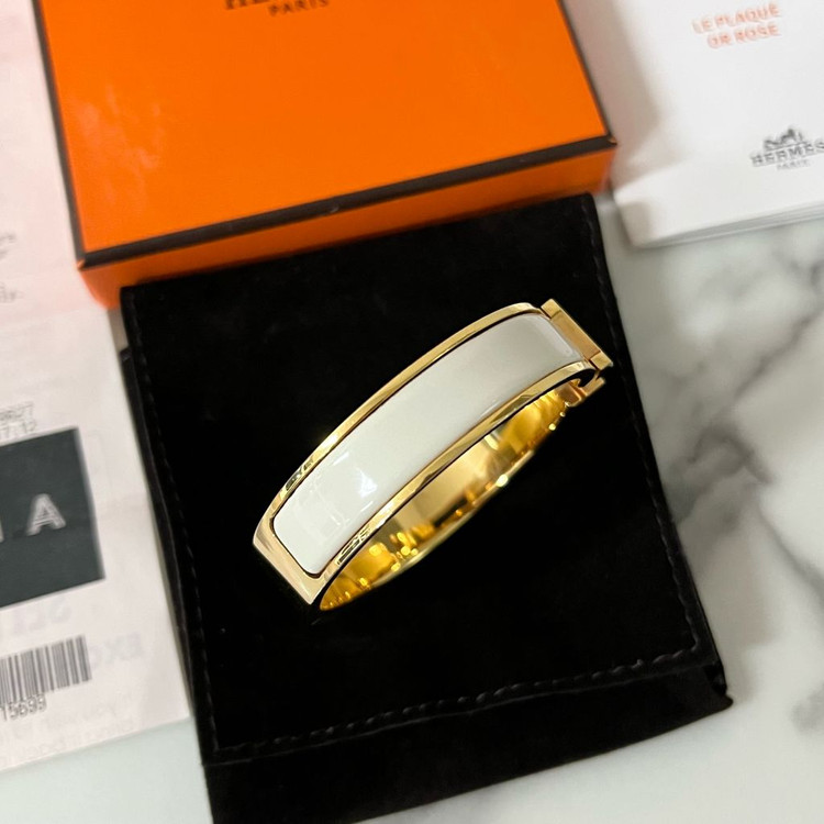 [S급/정품] 에르메스 클릭아슈 화이트 골드 팔찌 PM--1