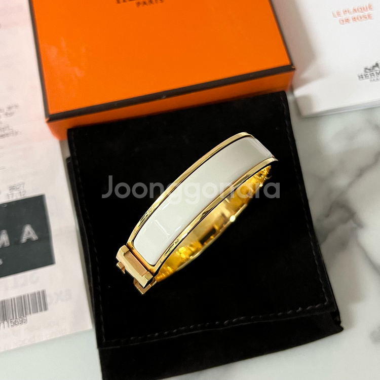 [S급/정품] 에르메스 클릭아슈 화이트 골드 팔찌 PM--3