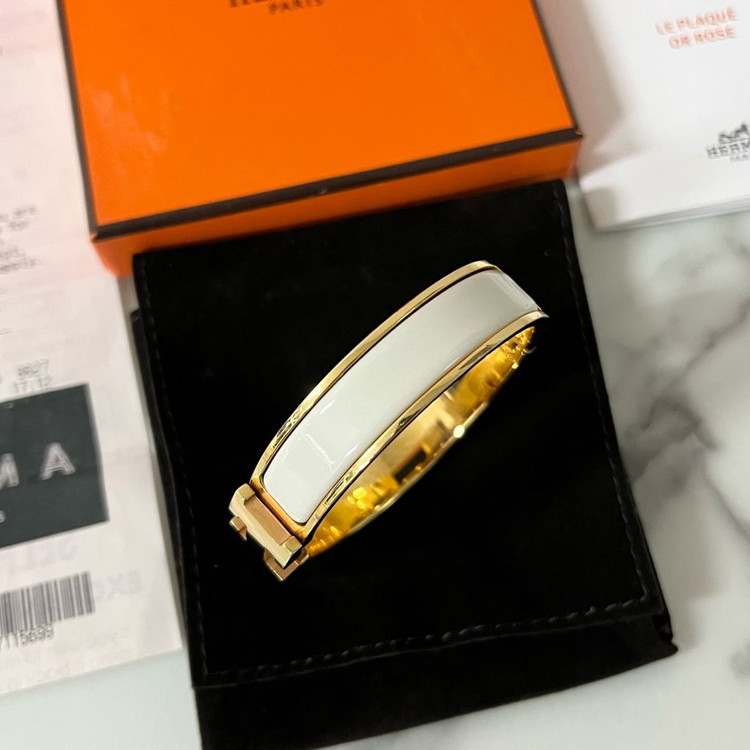 [S급/정품] 에르메스 클릭아슈 화이트 골드 팔찌 PM--3