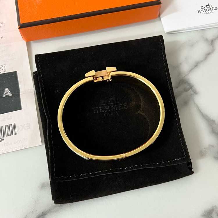 [S급/정품] 에르메스 클릭아슈 화이트 골드 팔찌 PM--4