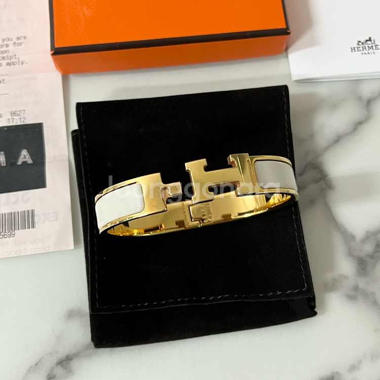 [S급/정품] 에르메스 클릭아슈 화이트 골드 팔찌 PM--6