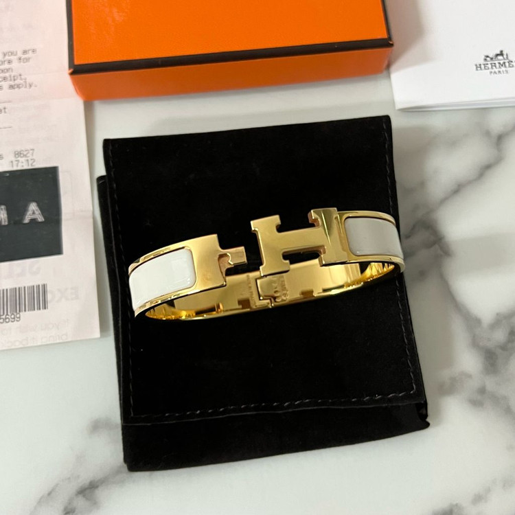 [S급/정품] 에르메스 클릭아슈 화이트 골드 팔찌 PM--6