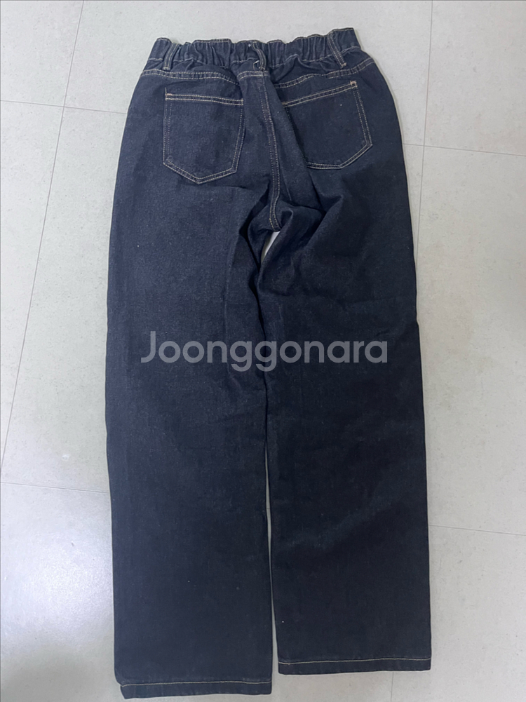 블랙 데님 와이드팬츠--1