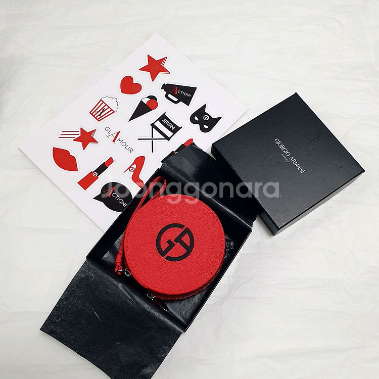 아르마니 파우치 라운드 레드 스티커포함--0