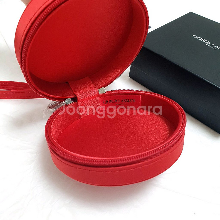 아르마니 파우치 라운드 레드 스티커포함--2