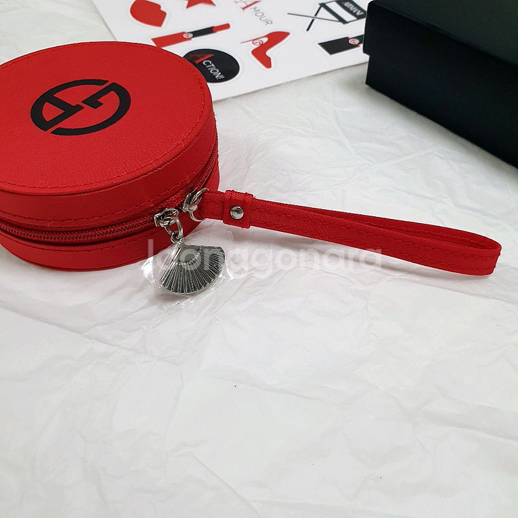 아르마니 파우치 라운드 레드 스티커포함--3