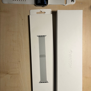 애플워치 6 스테인리스 실버 44mm + 정품 밀레니즈 루프 배터리 효율 100 풀박스