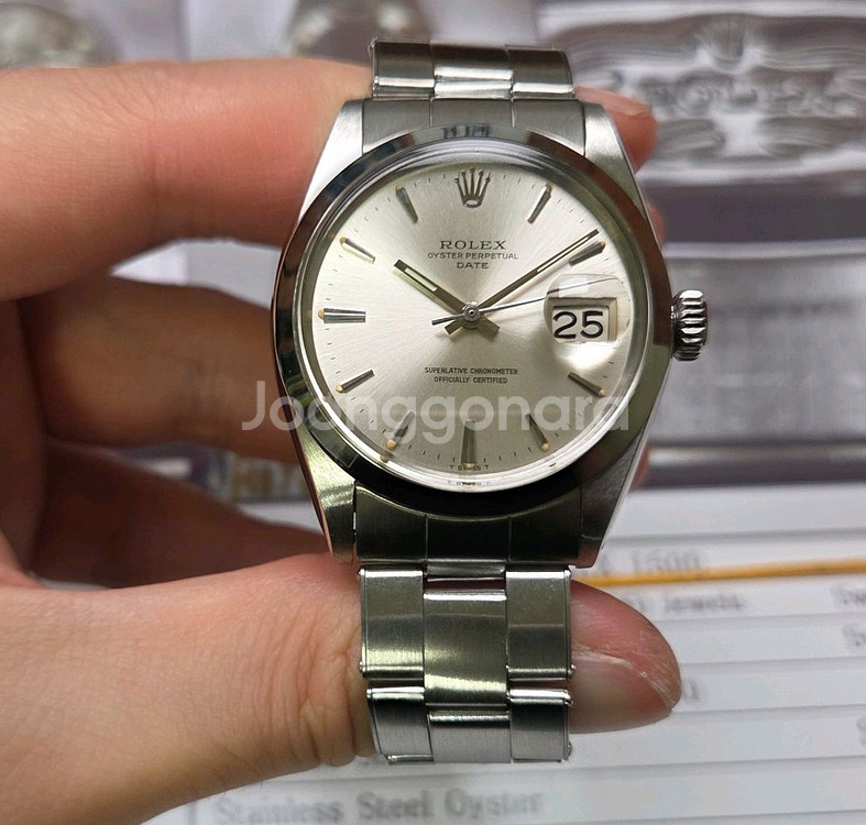 빈티지 롤렉스 오이스터 퍼페츄얼 1500 오리지널 실버--1