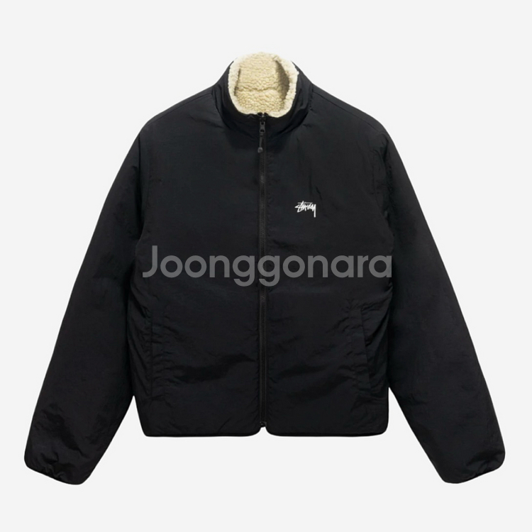 Stussy 스투시 8볼 쉐르파 리버시블 양털 후리스 집업 자켓 8Ball Sherpa Jacket Natural--2
