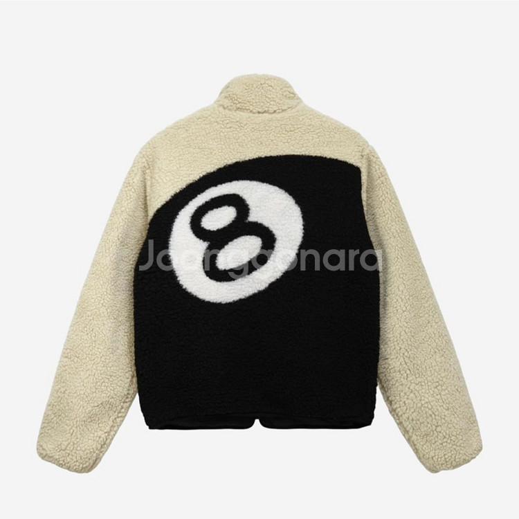 Stussy 스투시 8볼 쉐르파 리버시블 양털 후리스 집업 자켓 8Ball Sherpa Jacket Natural--0