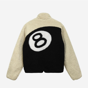 Stussy 스투시 8볼 쉐르파 리버시블 양털 후리스 집업 자켓 8Ball Sherpa Jacket Natural