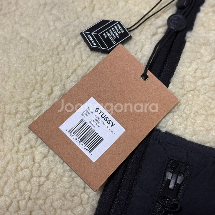 Stussy 스투시 8볼 쉐르파 리버시블 양털 후리스 집업 자켓 8Ball Sherpa Jacket Natural--6