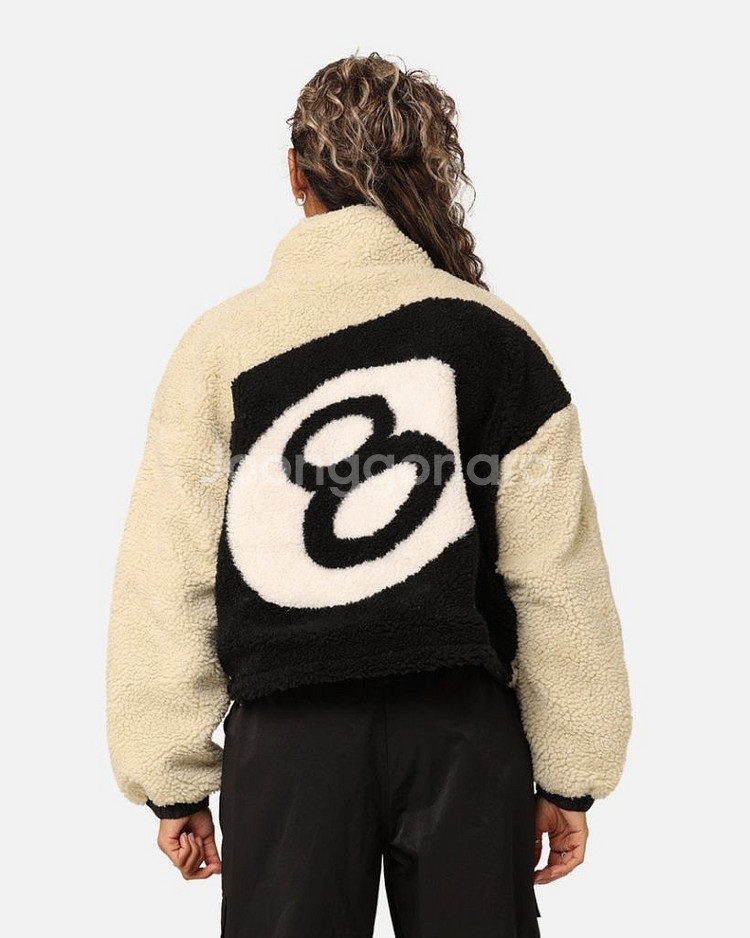 Stussy 스투시 8볼 쉐르파 리버시블 양털 후리스 집업 자켓 8Ball Sherpa Jacket Natural--4