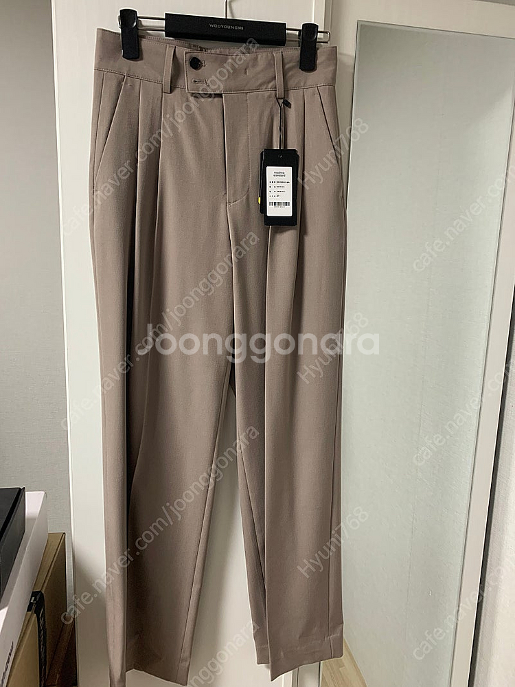 무탠다드 더블 버튼투턱와이드슬랙스그레이쉬베이지27판매--0