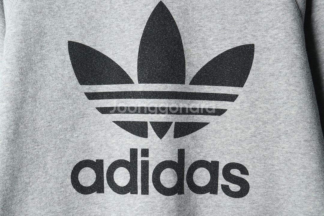 (XL) 아디다스 맨투맨 티셔츠 그레이 빅로고 기모--4