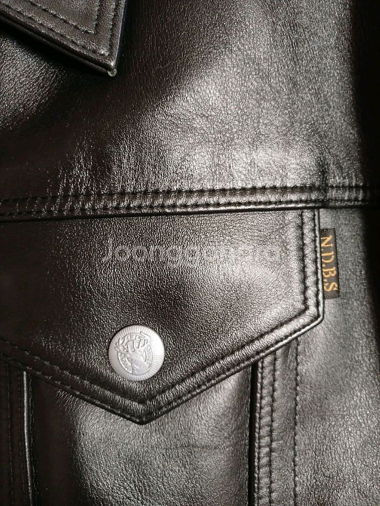 누드본즈(정품) 남성 머스탱 레더 트러커 자켓 (블랙) (M 95~100) (상태 최상급)--3