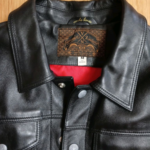 누드본즈(정품) 남성 머스탱 레더 트러커 자켓 (블랙) (M 95~100) (상태 최상급)