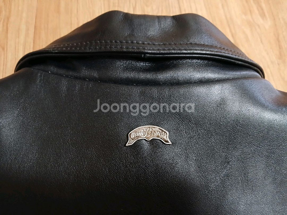 누드본즈(정품) 남성 머스탱 레더 트러커 자켓 (블랙) (M 95~100) (상태 최상급)--6