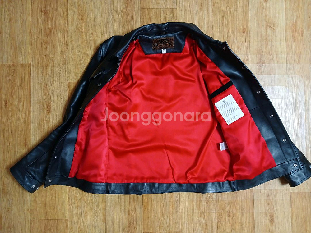 누드본즈(정품) 남성 머스탱 레더 트러커 자켓 (블랙) (M 95~100) (상태 최상급)--7