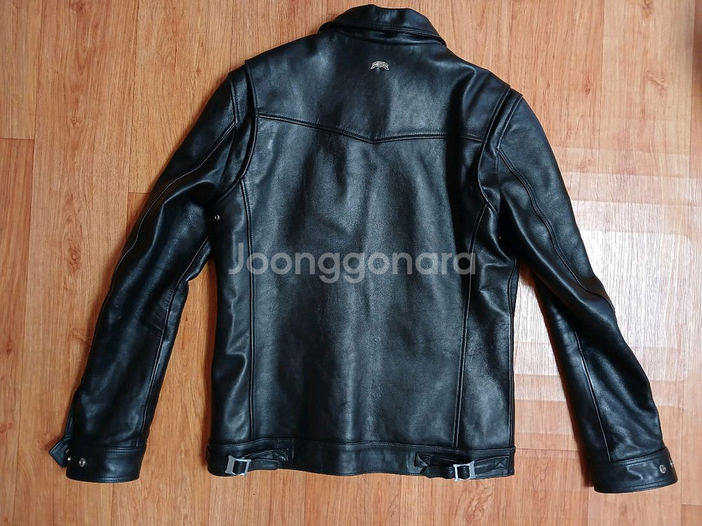 누드본즈(정품) 남성 머스탱 레더 트러커 자켓 (블랙) (M 95~100) (상태 최상급)--5