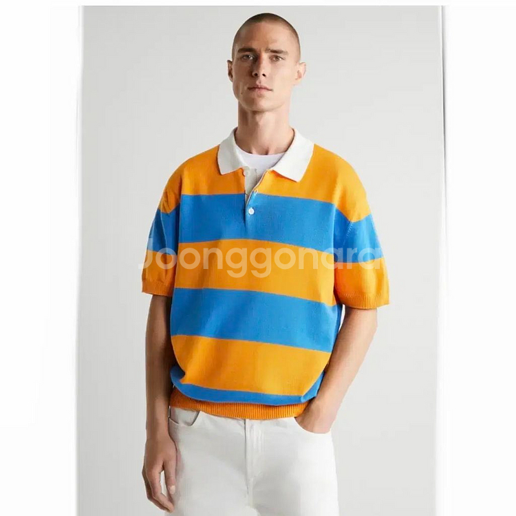 자라 스트라이프 캐쥬얼 니트 럭비티 M--0