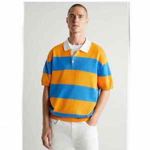 자라 스트라이프 캐쥬얼 니트 럭비티 M