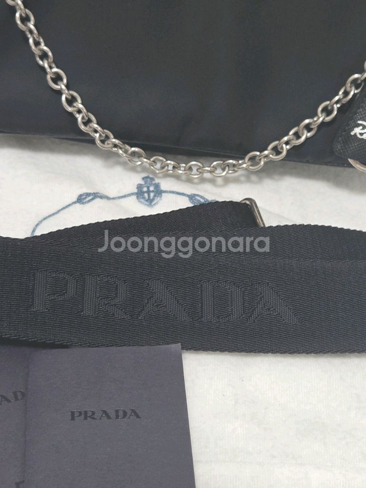 [새상품급] 프라다 리에디션 테수토 은장 체인 호보백--4