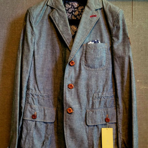 [미착용 택달린새상품]SIEG 소가죽배색 데님 면자켓