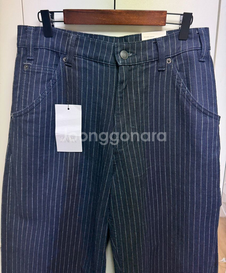 자라 스트라이프 릴렉스핏 팬츠 블루 29사이즈--3