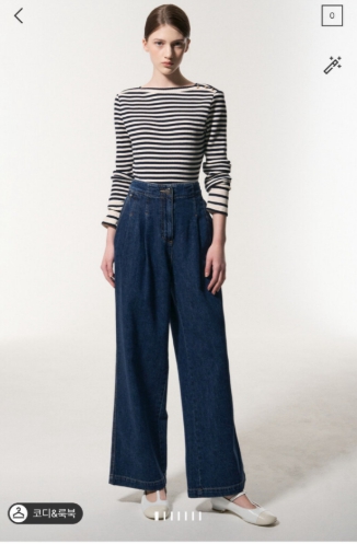 마인 MINE 백밴딩 투턱 와이드 데님 팬츠 55 사이즈 정품 24SS--0