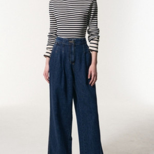 마인 MINE 백밴딩 투턱 와이드 데님 팬츠 55 사이즈 정품 24SS