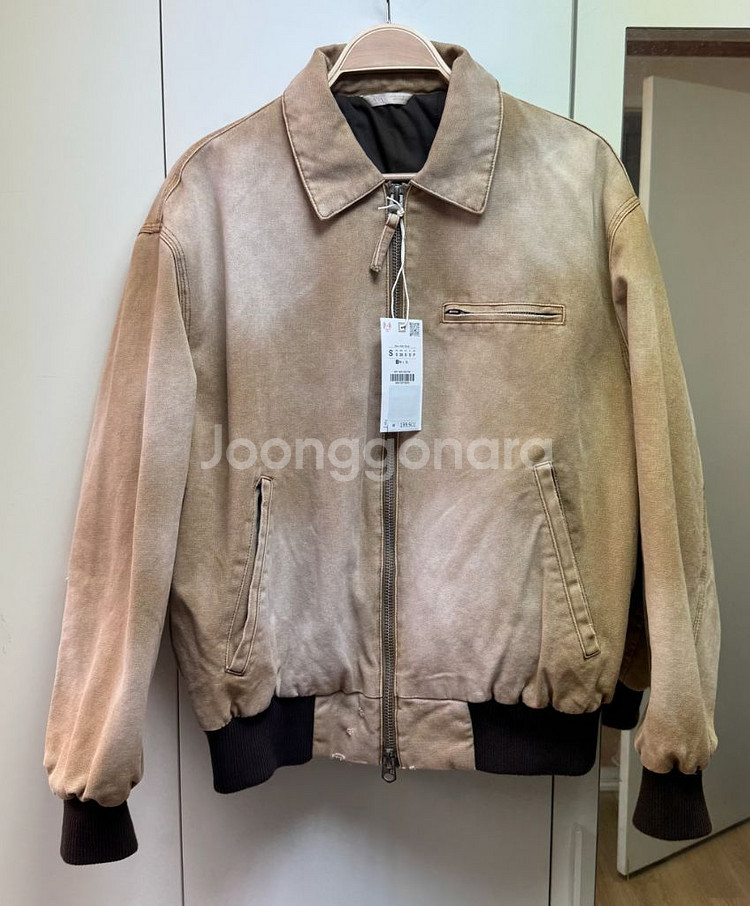 자라 워싱 봄버 재킷 미디움카멜 S사이즈--2