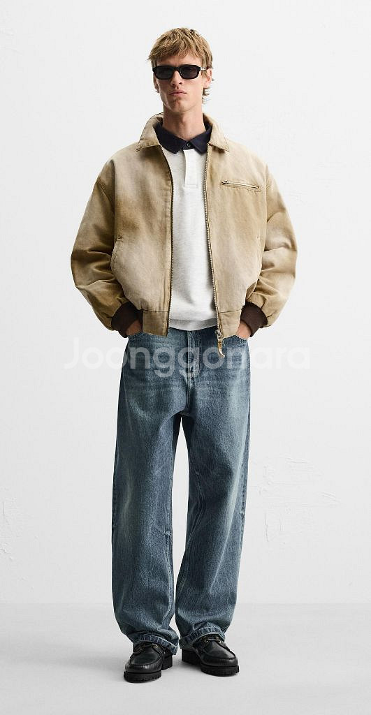 자라 워싱 봄버 재킷 미디움카멜 S사이즈--1