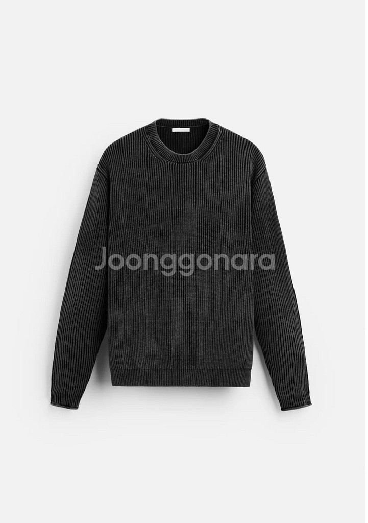 자라 워싱 처리 펄 니트 스웨터 블랙 M사이즈--0